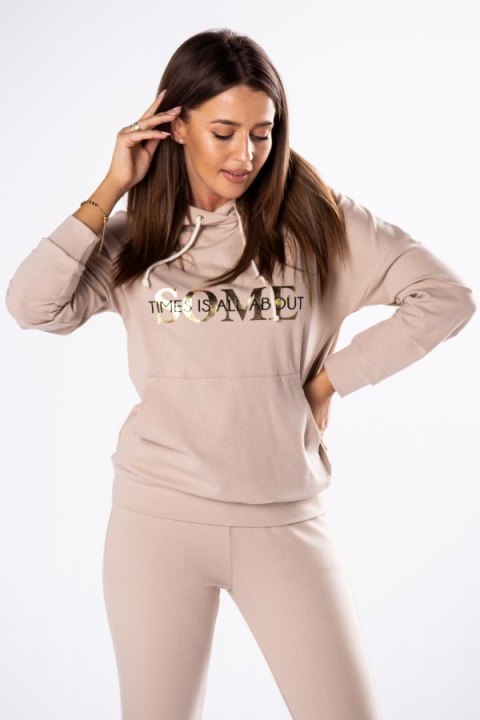 Bluza bawełniana z kapturem Gold Letters M80420 Beige Vittoria Ventini